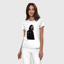 Пижама хлопковая женская Bones в образе рок звезды, цвет: белый — фото 2