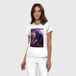 Пижама хлопковая женская Годзилла посреди мегаполиса, цвет: белый — фото 2