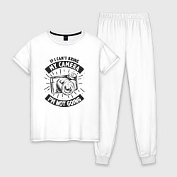 Пижама хлопковая женская Я не выхожу без камеры, цвет: белый