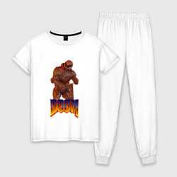 Пижама хлопковая женская Doom солдат, цвет: белый