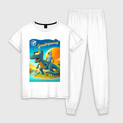 Пижама хлопковая женская Бендерзавр - мем, цвет: белый
