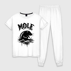 Пижама хлопковая женская Крот граффити, цвет: белый