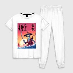Пижама хлопковая женская Bender samurai - bushido, цвет: белый