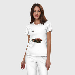 Пижама хлопковая женская Летающая машина, ретрофутуризм, цвет: белый — фото 2