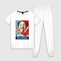 Пижама хлопковая женская Улыбка Оливии Родриго, цвет: белый