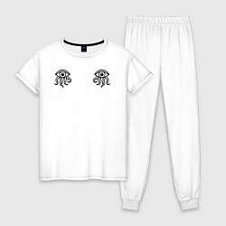 Пижама хлопковая женская Иной взгляд - два глаза осьминога, цвет: белый