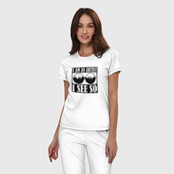 Пижама хлопковая женская Я художник и так вижу, цвет: белый — фото 2