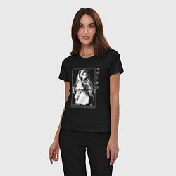 Пижама хлопковая женская Фрирен - old poster, цвет: черный — фото 2