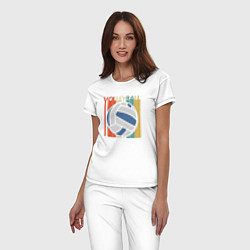 Пижама хлопковая женская Volleyball colors, цвет: белый — фото 2