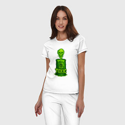Пижама хлопковая женская Toxic зеленая кислота, цвет: белый — фото 2