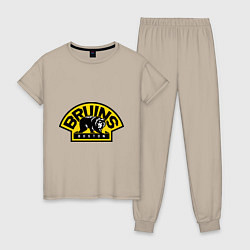 Пижама хлопковая женская HC Boston Bruins Label, цвет: миндальный