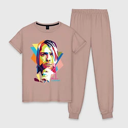 Пижама хлопковая женская Kurt Cobain: Colors, цвет: пыльно-розовый