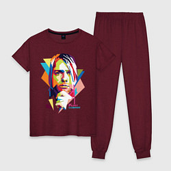 Пижама хлопковая женская Kurt Cobain: Colors, цвет: меланж-бордовый