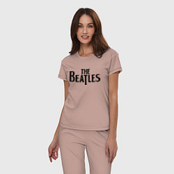 Пижама хлопковая женская The Beatles, цвет: пыльно-розовый — фото 2