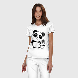 Пижама хлопковая женская Милые панды, цвет: белый — фото 2