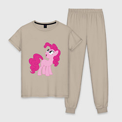 Пижама хлопковая женская Пони Пинки Пай, цвет: миндальный