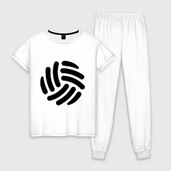 Пижама хлопковая женская Волейбольный мячик, цвет: белый