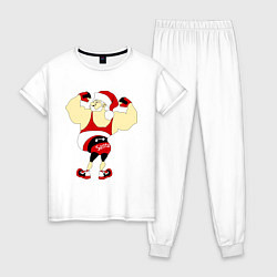 Пижама хлопковая женская Санта бодибилдер, цвет: белый