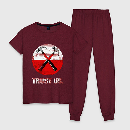 Женская пижама Pink Floyd: Trust us / Меланж-бордовый – фото 1