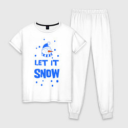 Пижама хлопковая женская Снеговик Let it snow, цвет: белый