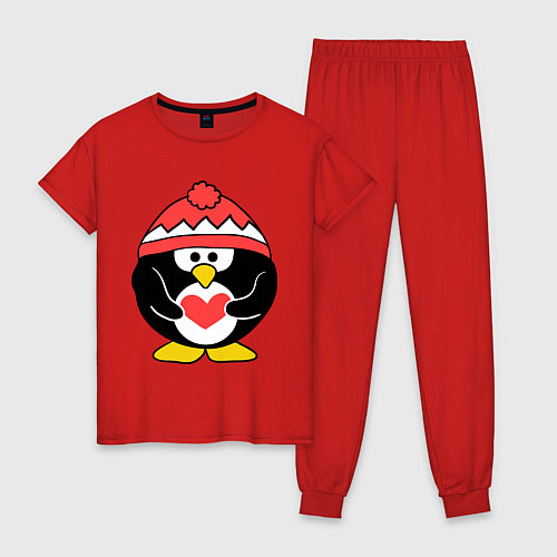 Женская пижама Пингвин с сердцем / Красный – фото 1