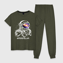 Пижама хлопковая женская Interstellar Spaceman, цвет: меланж-хаки