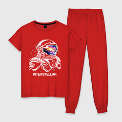 Пижама хлопковая женская Interstellar Spaceman, цвет: красный