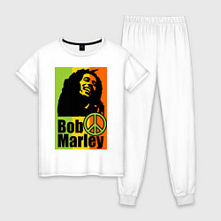 Пижама хлопковая женская Bob Marley: Jamaica, цвет: белый