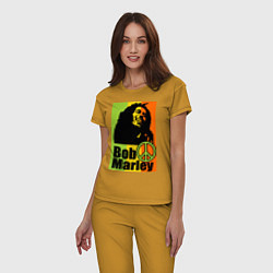 Пижама хлопковая женская Bob Marley: Jamaica, цвет: горчичный — фото 2