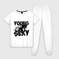 Пижама хлопковая женская Young & Sexy, цвет: белый