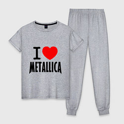 Пижама хлопковая женская I love Metallica, цвет: меланж
