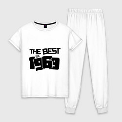 Пижама хлопковая женская The best of 1969 цвета белый — фото 1