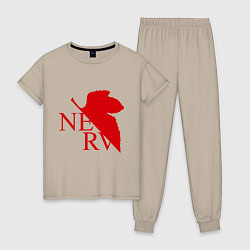 Пижама хлопковая женская Евангелион NERV, цвет: миндальный