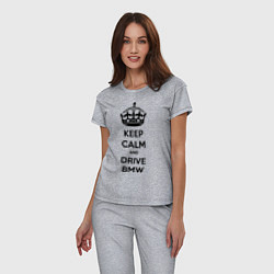 Пижама хлопковая женская Keep Calm & Drive BMW, цвет: меланж — фото 2