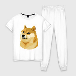 Пижама хлопковая женская Doge, цвет: белый