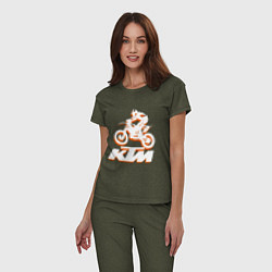 Пижама хлопковая женская KTM белый, цвет: меланж-хаки — фото 2
