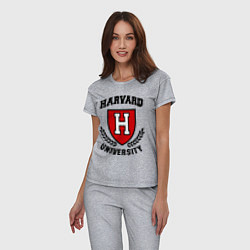 Пижама хлопковая женская Harvard University, цвет: меланж — фото 2