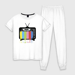 Пижама хлопковая женская Телевизор, цвет: белый