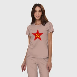 Пижама хлопковая женская Звезда СССР, цвет: пыльно-розовый — фото 2