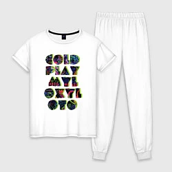 Пижама хлопковая женская Coldplay, цвет: белый