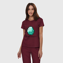 Пижама хлопковая женская Minecraft Diamond, цвет: меланж-бордовый — фото 2