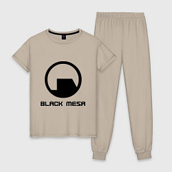 Пижама хлопковая женская Black Mesa: Logo, цвет: миндальный