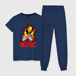 Пижама хлопковая женская AC/DC Homer, цвет: тёмно-синий