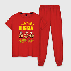 Пижама хлопковая женская National team Russia, цвет: красный