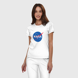 Пижама хлопковая женская NASA: Logo, цвет: белый — фото 2