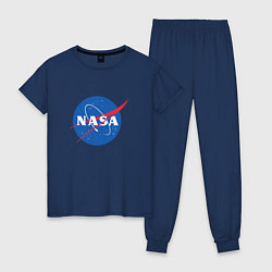 Пижама хлопковая женская NASA: Logo, цвет: тёмно-синий