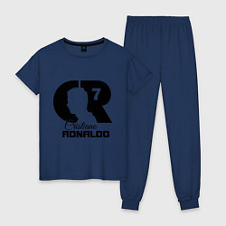 Пижама хлопковая женская CR Ronaldo 07, цвет: тёмно-синий