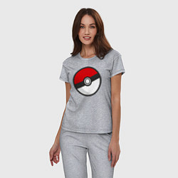 Пижама хлопковая женская Pokeball, цвет: меланж — фото 2