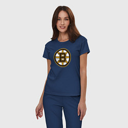 Пижама хлопковая женская Boston Bruins, цвет: тёмно-синий — фото 2