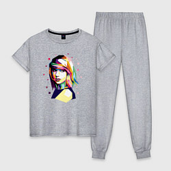 Пижама хлопковая женская Taylor Swift Art, цвет: меланж